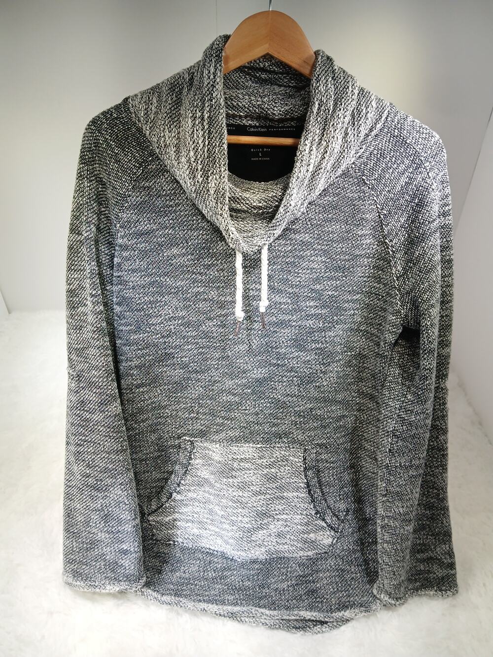Calvin Klein Performance Gray & Black Marled Hoodie- Women's Size Large